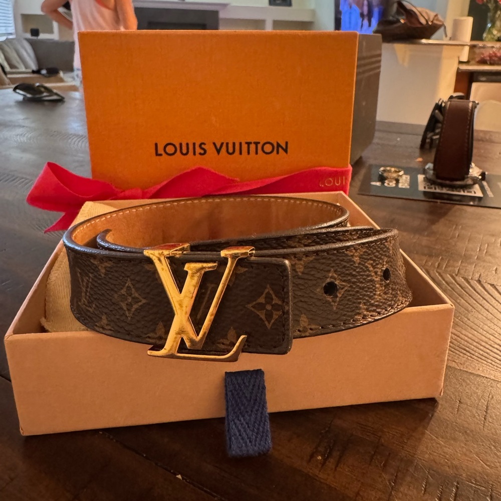Louis Vuitton Monogram Black and Gold Women's Belt